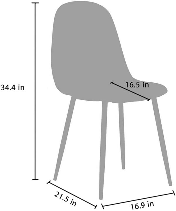 CangLong Washable PU Cushion Seat Back, Mid Century Metal Legs for Kitchen Dining Room Side Chair - Image 4