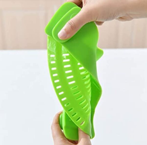 Kitchen Gizmo Snap N Strain Adjustable Silicone Clip On Strainer for Pots, Pans and Bowls - Lime Green - Image 5