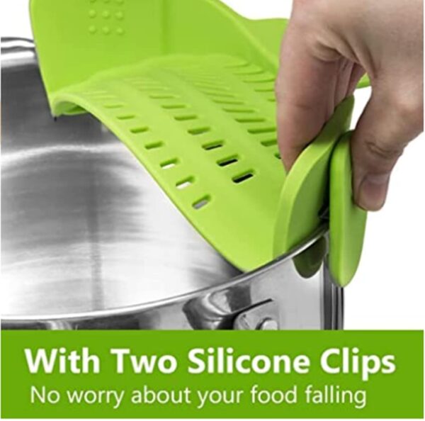 Kitchen Gizmo Snap N Strain Adjustable Silicone Clip On Strainer for Pots, Pans and Bowls - Lime Green - Image 3