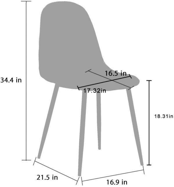 CangLong Washable PU Cushion Seat Back, Mid Century Metal Legs for Kitchen Dining Room Side Chair - Image 6