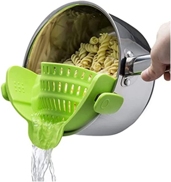 Kitchen Gizmo Snap N Strain Adjustable Silicone Clip On Strainer for Pots, Pans and Bowls - Lime Green