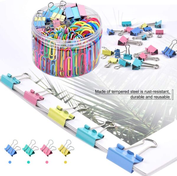 Binder Clips Paper Clips, Sopito 300pcs Colored Office Clips Set with Paper Clamps Paperclips - Image 5