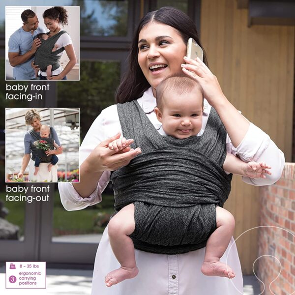 Boppy Baby Carrier-ComfyFit | Heathered Gray with Waist Pocket | Hybrid Wrap | 3 Carrying Positions - Image 2